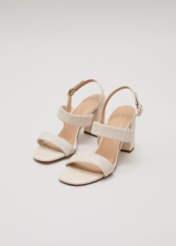 Phase Eight Leather Double Strap Block Heels White USA | 1264389-SP